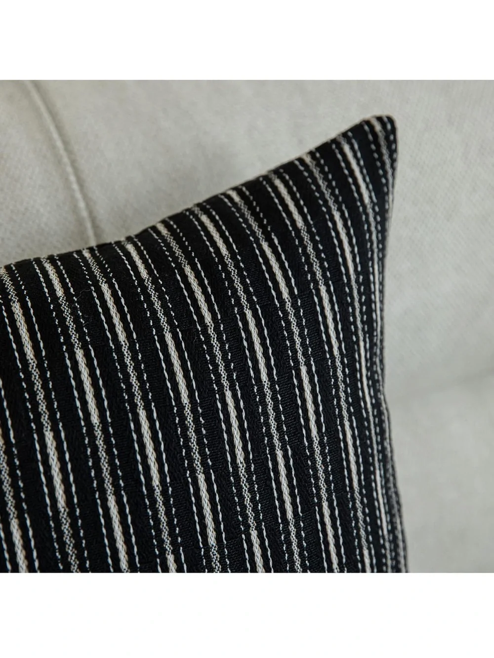 Black Square Pillow Covers Decorative Linen Boho Woven Texture Pillow Covers